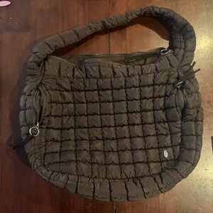 Free People Quilted Puffer Shoulder Bag in Dark Brown